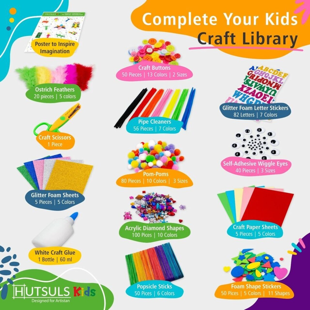 Kids Arts and Crafts Supplies Toddler Materials Preschool Kits Children